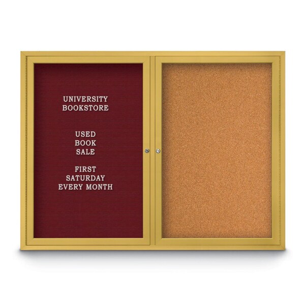 United Visual Products Corkboard, 18"x24", Deep Burgundy/Bronze UV401PLUS-BRONZE-DBURGU - main